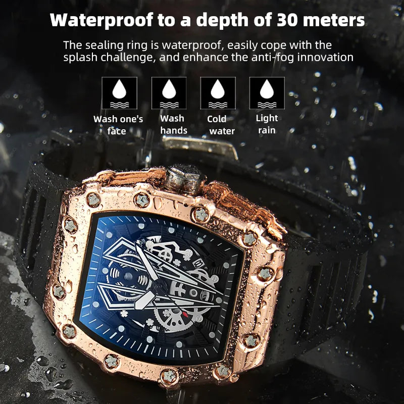 Montre Prestige: montre Automatique, Design Barrel, Lumineuse, Waterproof.