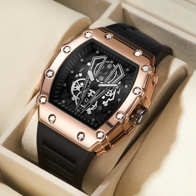 Montre Prestige: montre Automatique, Design Barrel, Lumineuse, Waterproof.